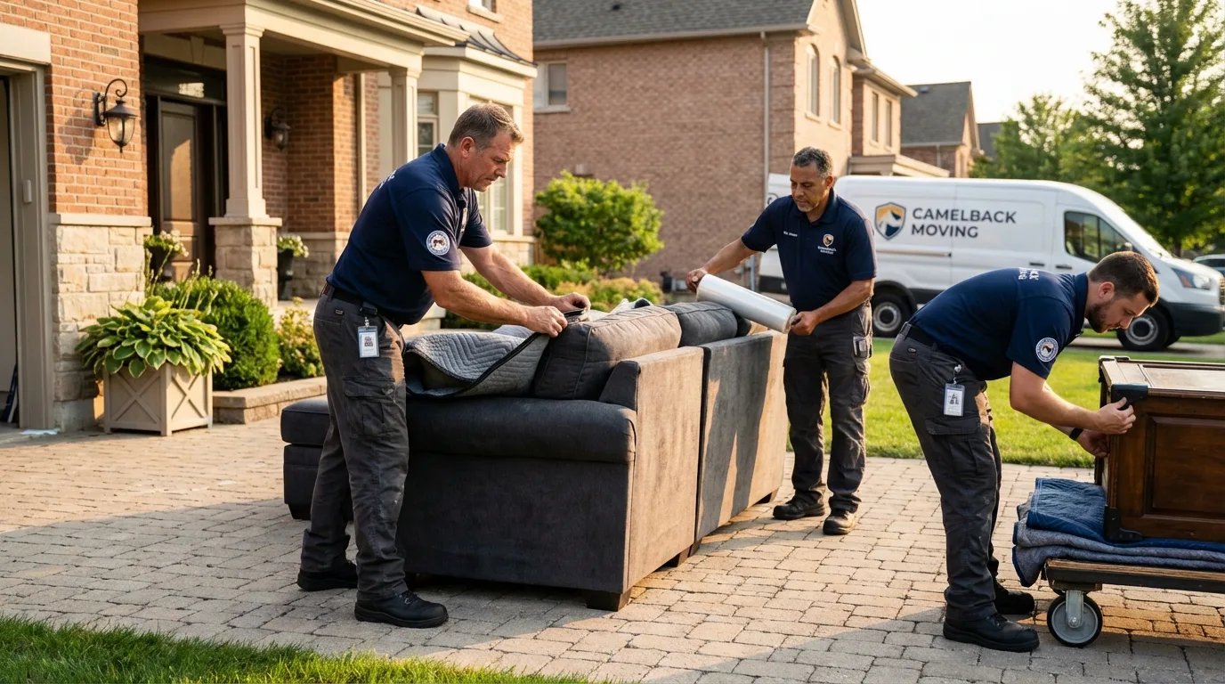 Large estate moving crew wrapping furniture in Piqua, OH
